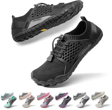 NORTIV 8 Womens Barefoot Water Sports Shoes - Outdoor Athletic Pool Swim Hiking Aqua Shoes, Black - 8 (Treklady-2)