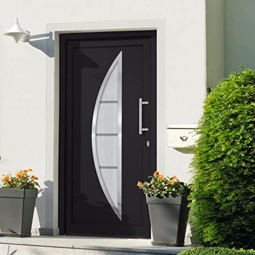 vidaXL Porta di Ingresso con Accessori Sicurezza Eleganza Entrata Casa Edifici Soglia Alluminio Rinforzi e Anima in Acciaio Antracite 98x208 cm