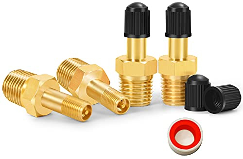 GODESON 1/4 Zoll NPT Tankventil, Korrosionsschutz-Messing-Schrader-Ventil mit 6,35 mm NPT-Außengewinde, Verwendung mit Luftkompressor-Tanks (4 Stück)