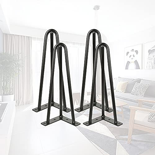 XUANYU 4-er Set Haarnadel Tischbeine aus Metall Höhe 30 cm (11,81'') Möbelfüße Schwarz Tischfüße Haarnadelbeine für Esstisch Couchtisch Nachttisch