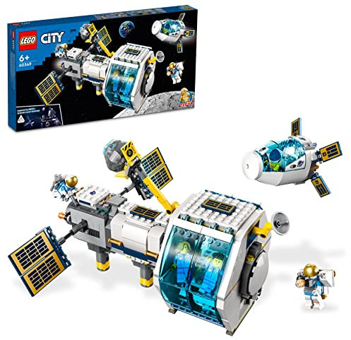 LEGO 60349 City Lunar Space Station, NASA Inspired Building Toy, Model Set with Docking Capsule, Labs and 5 Astronaut Minifigures, Boys & Girls Gifts