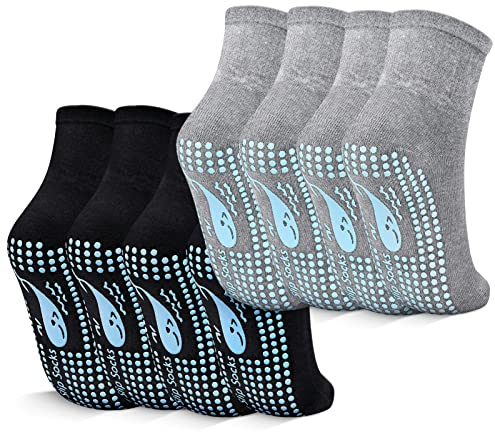 TENQUAN Calcetines Pilates Antideslizantes para Mujer y Hombre | Calcetines Yoga con Suela Grip Calcetines Deportivos para Pilates, Yoga, Barre, Fitness, Gimnasio y Casa