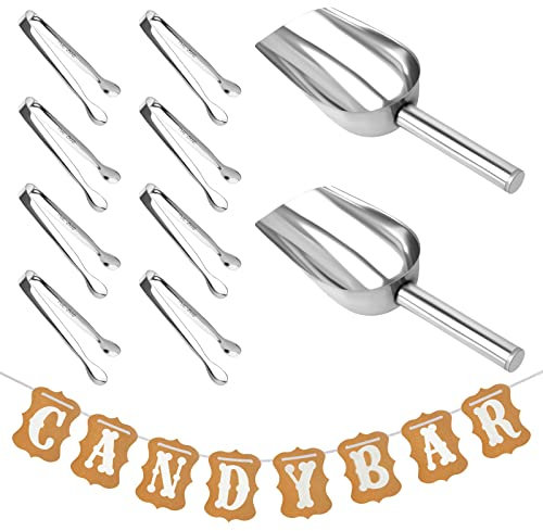 Bubuyun 11pcs Pinze per Ghiaccio in Acciaio Inox Pinze Dolci Buffet Palette Cucchiaio Pinze Pala per Ghiaccio in Acciaio Inossidabile Pinze per Ghiaccio Piccole Paletta per Ghiaccio per Bar, Cucina