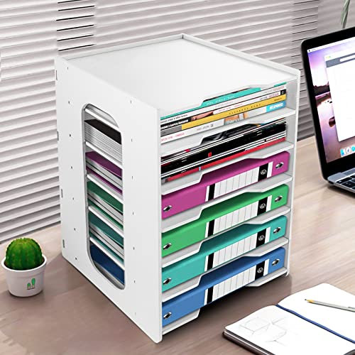 Cinnani Schreibtisch Organizer, 7 Ablagefächer Schubladenbox, A4-Papierhalter Dokumentenablage, Briefablage, Ablage Schreibtisch für Büro, Zuhause, Schule