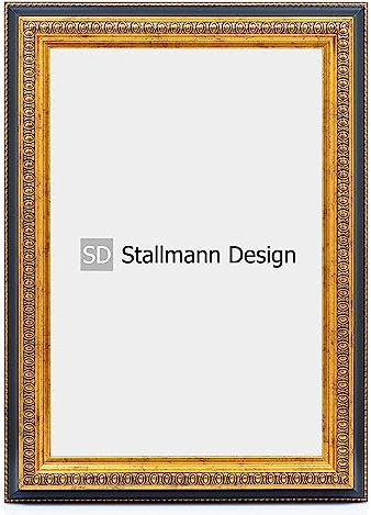 Stallmann Design Barockrahmen “FAME” | 30x40 cm | Gold-schwarz | Echtholz-Bilderrahmen antik | 80 andere Größen verfügbar | Fotorahmen aus Holz im Vintagestyle