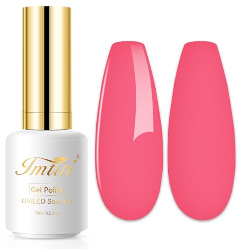 Imtiti Vernis Semi Permanent Rose, 15ml Rose Corail Vernis Gel UV Semi Permanent UV Led Soak Off Gel Nail Polish French Vernis À Ongles Gels Semi-Permanents DIY Nail Kit Démarrage