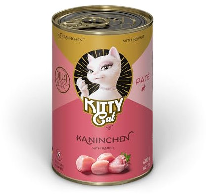 KITTY Cat Paté Kaninchen, 6 x 400 g, Nassfutter für Katzen, getreidefreies Katzenfutter mit Taurin, Lachsöl und Grünlippmuschel, Alleinfuttermittel mit hohem Fleischanteil, Made in Germany