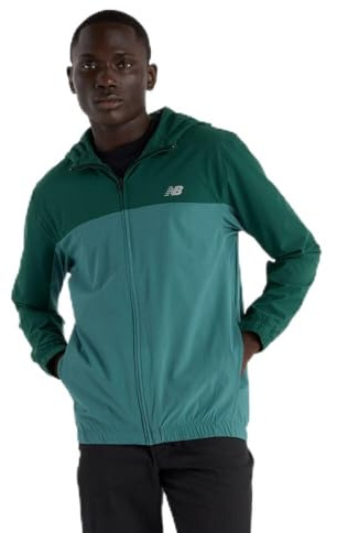 New Balance Men's Woven Full Zip Jacket, New Spruce, Small