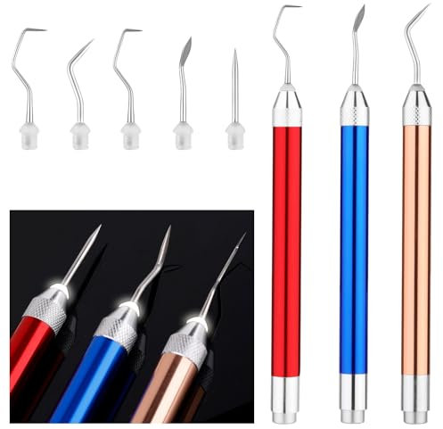 3pcs Outils de Désherbage en Vinyle, Outils de Désherbage pour Vinyle avec Lumière 3 Couleurs Vinyl Weeding Tool avec Épingles et Crochets pour Bricolage Silhouettes Camées