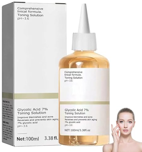 Glycolic Acid 7% Toning Solution, Hydrating Toner for Face,Glycolic Acid Skin Toner Smoothing Face Toner Facial Exfoliation for Blemishes and Acne Facial Moisturizer-Improve Damage Skin (100ml)