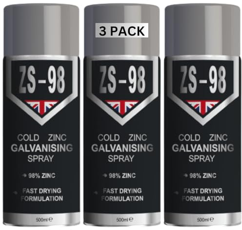 ZS-98 Cold Zinc Bright Galvanising Aerosol Spray Paint 3x500ml