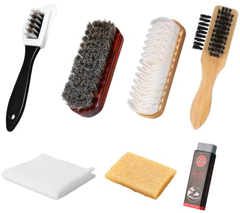 Wildlederbürste für Schuhe,7 Teiliges Wildleder Pflege Set, Vielseitig Einsetzbare Wildleder Schuhreiniger, Schuhbürsten Set, Wildleder Pflege Bürste, Für Rauleder, Nubuk, Wildleder und Veloursleder