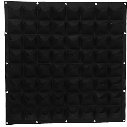 Gsycle 64 Poches Sac de Plante Suspendu au Mur, Sac de Culture de Plantes de Jardin extérieur Vertical Plantes en Feutre Poche de Fleur jardinière Murale conteneur de Culture de Plantes (Noir)