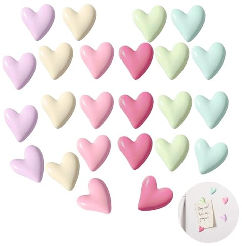 24PCS Strong Cute Heart Fridge Magnets, Colorful Decorative Refrigerator Magnets for Whiteboard Cabinet Locker, Office and School