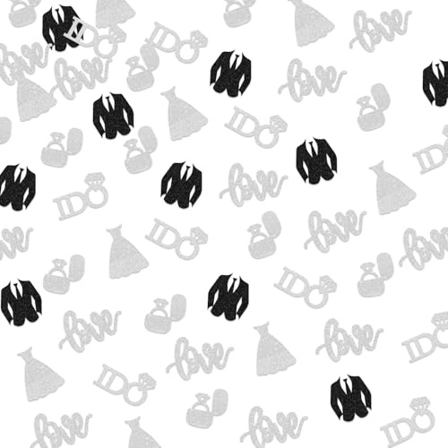 150 PCS Wedding Party Decorations, Silver Glitter I Do Confetti, Diamond Ring Table Scatter, Bridal Shower Engagement Wedding Party Decorations Supplies