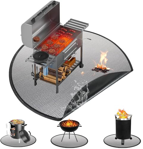 Vikbart grillunderlägg golvskydd, vattentät grillmatta för grillar, öppen spis, golv, gräsmatta och camping, svart, brandsäkert underlag, brandskyddsmatta, golvskyddsmatta (svart/100–100)