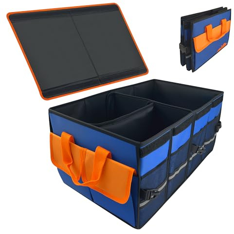 SISKEYCOOC Car Trunk Organizer,54L Large Capacity Foldable Boot Organizer and Storage with Leakproof Base,2 Compartments, Used to Hold Gifts.Suitable for Motor Sedan, SUV,Compact Automobile.