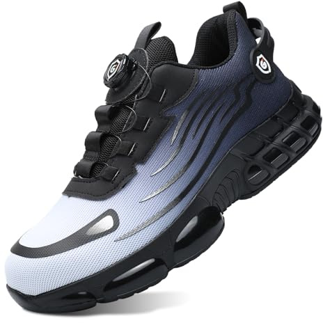 GemChve Chaussures de Sécurité Hommes Femmes Basket Légère Respirante Travail Antidérapante avec Embout en Acier Blue 42 EU