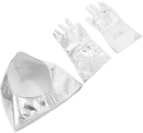 BESTonZON Juego de Casco Espacial y Guantes de Astronauta para Niños | Disfraz Plateado Brillante para Fiestas Temáticas Halloween y Carnaval | Accesorios de Cosplay para Niñas Exploradores