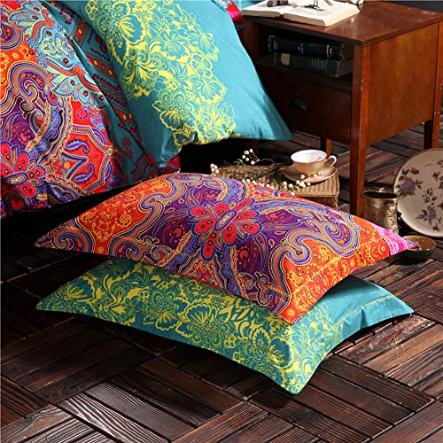 AShanlan Bohemian Kissenbezug 40 x 80 2er Set Bunt Indisch Boho Stil Kopfkissenbezug 40 x 80 cm Exotische Muster Kissen Bezug 40x80cm Mikrofaser Dekorative Kissenhülle Polsterbezug Pillow Cover