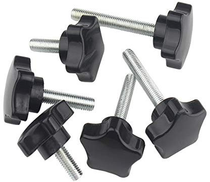 ANSIEDIO M8 Star Knob Thumb Screws, Five-pointed Star Head Threaded Knurled Thumbscrew Grip Knobs Clamping Screw, M8×40mm,5 pcs