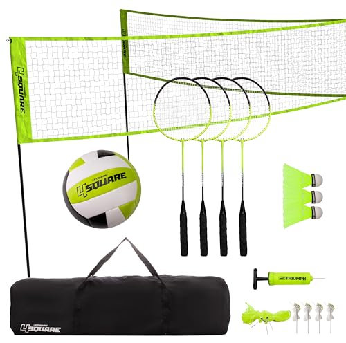 Triumph Sports Unzutreffend 4-eckiges Volleyball-/Badminton-Kombination Set