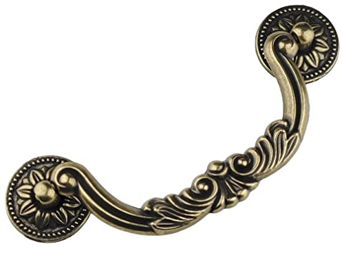 MuDuJia 4-Pack 5 Inch Vintage Dresser Drawer Pull Handles Antique Bronze/Black.Available in Two Colors Rustic Kitchen Antique Drop Bail Pull Handles Metal Cabinet Pulls 128mm (4,Antique Bronze)