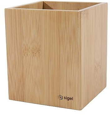 SIGEL SA204 Portapenne, in bambù, 9,2 x 10,6 x 9,2 cm, beige