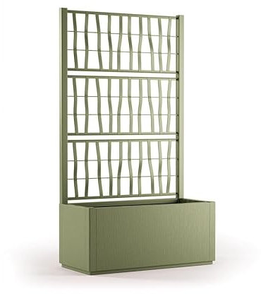 Fioriera ethica rettangolare cm 80 con spalliera verde oliva