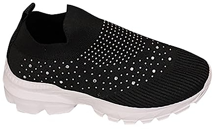 Chaussures de marche pour femme avec amortissement - Chaussures orthopédiques pour femme - Strass - Paillettes - Respirantes - Slip On - Chaussures de sport tendance - Semelle souple - Chaussures de