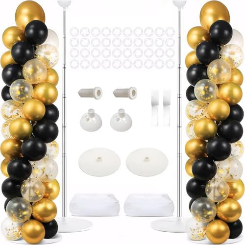 Balloon Arch Kit Set of 2,Balloon Arch Stand,2m Height Adjustable Balloon Column Stand Display Frame with Stand Base,Metal Balloon Tower Stack for floor,Birthday,Party Decoration,Wedding (Type 2)