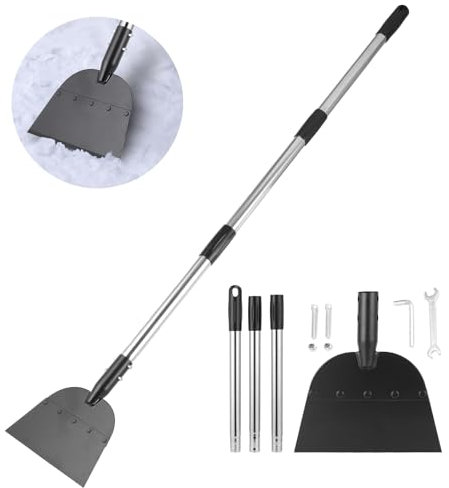 Lelezia Scharre paraurti con manico da 110 cm, pala multifunzione da giardino, shovel, vanga, grande spessore d'urto, per la pulizia della strada, diserbo, muschio