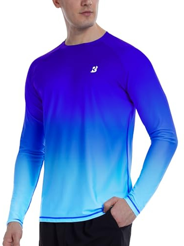 Roadbox Men's UPF 50+ Sun Protection Shirt Long Sleeve, Quick Dry Breathable Rash Guard for Swimming, Fishing, Hiking & Running