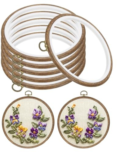 PATIKIL 6pcs 6inch Aro De Bordado Aro De Punto De Cruz De Goma