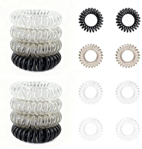 16 Pcs Spiral Hair Ties, MultiColor Plastic Hair Bands, Elastic Bands for Hair, Hair Ties no Damage for coarse, fine, straight, and curly hair styling (for Women and Girls)