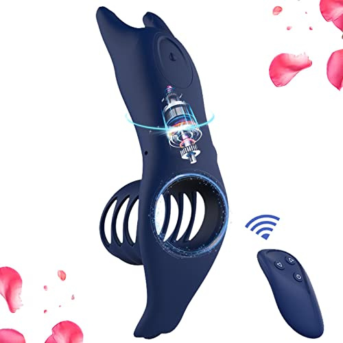 Anillos vibradores para el pene con estimulador del clítoris Vibrador de anillo de pene con control remoto con 10 modos de vibración para Sexo más Fuerte y Duradera