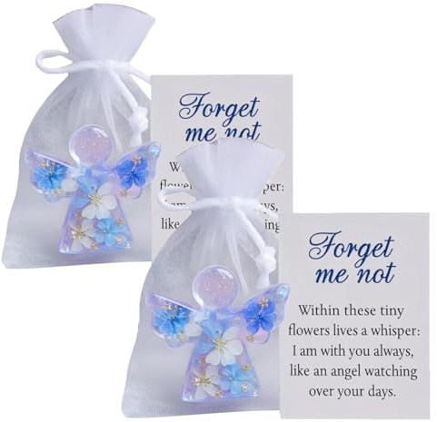 Forget Me Not Angel, 2 Pcs Forget Me Not Gifts, Guardian Angel Gifts with BlueAngel and Inspirational Message Card, Memorial Keepsake for Grieving Friends and Families (B)