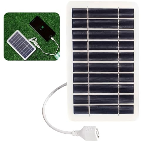 Pannello solare con connettore USB 5 W, 5 V, Caricabatterie Solare Impermeabile IP65 per Ricarica di Cellulari, Power Bank, per Campeggio, Escursionismo e Altre Attività All'aperto