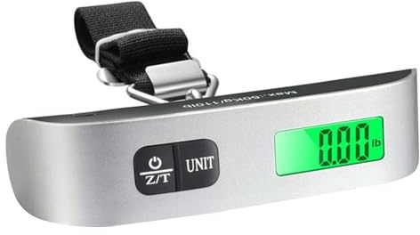 Pesa bagaglio portatile - 50kg Bilancia Elettronica Digitale Con Gancio | Peson Da Viaggio Lcd Retroilluminato 110lb | Bilancia Da Valigia Per Bagagli Colli, Mini Bilancia Sospesa