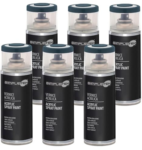 SIMPLETEK - 6X Bomboletta Vernice Spray Acrilico Grigio Antracite RAL 7016 Universale Multimateriale Rapida Asciugatura Interni Esterni 400ml (kit 6 pezzi)