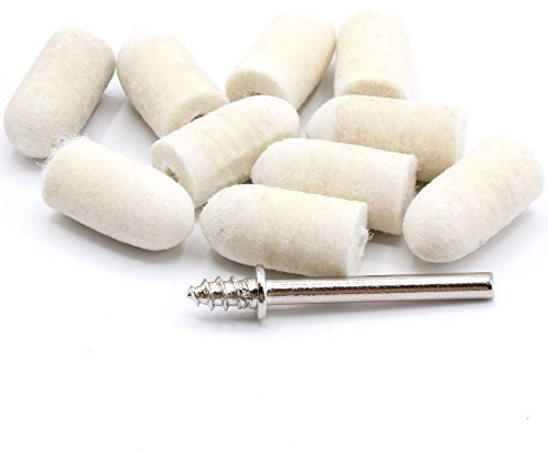 10 x Pointe de polissage + 1 x enregistrement Mandrin feutre Ø9,5 mm pour Dremel, Proxxon Accessoires feutre pointe Support Disque de polissage polissage Outil multifonction
