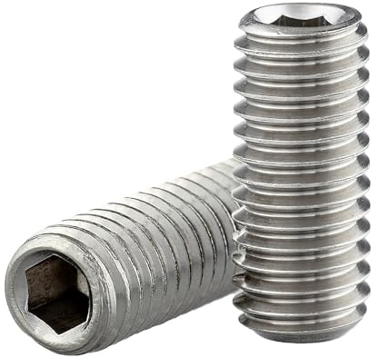 Gängstift med konisk koppling och insexnyckel (ISK) enligt DIN 913/ISO 4026, rostfritt stål A2 V2A, skruvskruv (10 stycken, M2 x 4 mm)