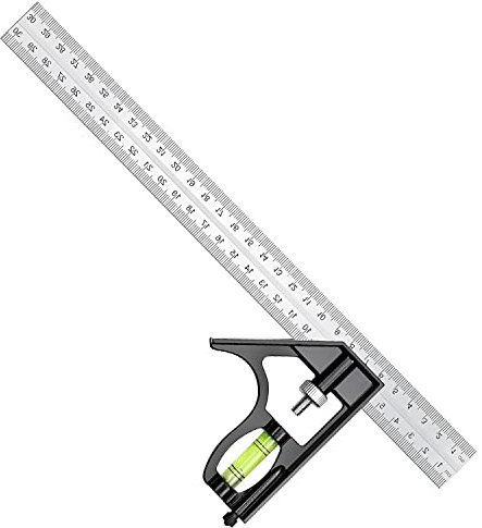 Combination Sqare Ruler – 12 Adjustable Metric Combination Sqare, Bubble Level Tool, Right Angle Ruler Measuring Tool for Woodworking, Electricians & Carpenters (300mm)