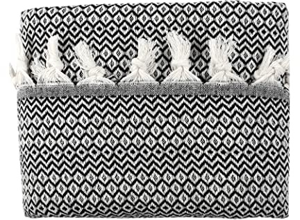 Tuiste Colcha Bouti Doble Negra Negro 200 x 230, Cubre Cama Multiusos, Plaid Cubrecama, Fina con diseño de Rombos, para Primavera, Verano, otoño e Invierno, Jarapas, Manta Foulard, Cubresofa, Suave
