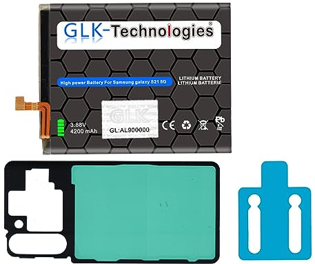 GLK-Technologies® High Power Ersatzakku kompatibel mit Samsung Galaxy S21 5G SM-G991B EB-BG991ABY Battery accu 4200mAh Akku inkl. 2X Klebebandsätze 2026 BJ