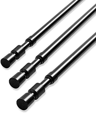 Telescopic Curtain Rod, Metal Extendable Telescopic Shower Curtain Rods, No Drilling Black Shower Pole for Doorways, Windows, Door Curtain, Wardrobe, Bathroom 60-105cm (1PC)