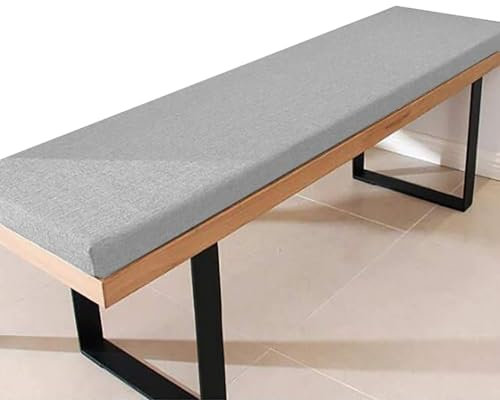 Indoor Bench Cushion Seat Pad 100cm x 40cm 150cm 2/3 seater Furniture Cushion, High Density Memory Foam, Linen Washable, Non-Slip Bench Pad for Shoe Bench Rack, Window, Piano, Dining(Light gray,100x40