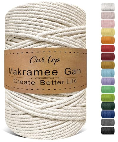 OurTop Corda Macramè, 5mm x 205m Filo Macrame Corda Macramè Filo Morbido Filato Macrame per Appendere La Parete, Fai Da Te, Artigianato, Lavori a Maglia, Lavori Decorativi(Natura)