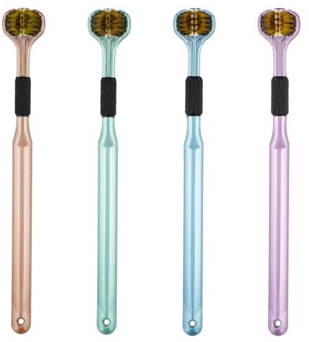 Set Di 4 Spazzolino A Tre Lati, Spazzolino Denti, Spazzolini Spazzolino Da Denti A Setole Morbide, Spazzolino Manuale A 3 Facce Raschietto Per La Lingua Posteriore, Set Regalo, 4 Colori
