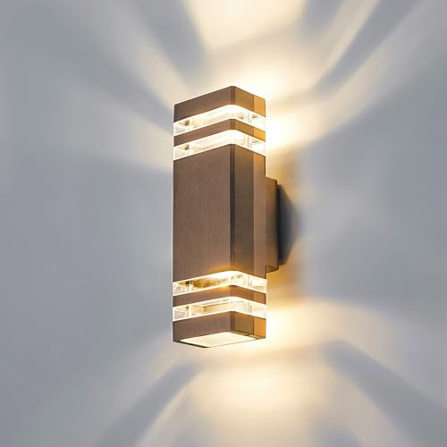 CELAVY LED vägglampa vägglampa utomhus – IP65 utomhu vägglampa, GU10 Up Down utomhu utomhusvägglampa utomhusbelysning lampa husvägg terrass hus utomhus, brons